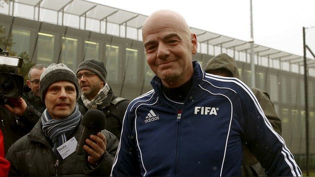 new-fifa-president-infantino-leaves-the-pitch-after-a-friendly-football-match-in-zurich